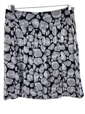 Express Design Studio Black Grey Silk Abstract Pebble Print Bubble Mini Skirt 6